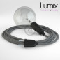 Lampe baladeuse câble textile Lin gris, douille bakélite noire E27 avec interrupteur intégré Lampe baladeuse câble textile Lin gris, douille bakélite noire E27 avec interrupteur intégré