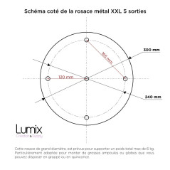 Suspension multiple rosace XXL 5 lampes