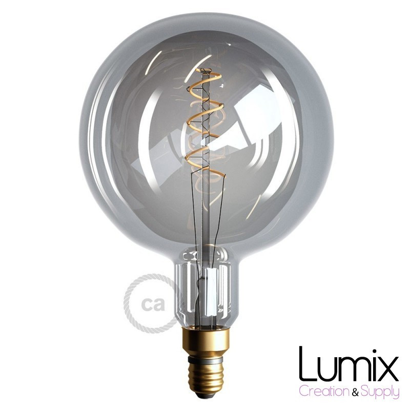 Ampoule géante Globe Smoky G200 à filament led double spirale 5 W-E27-220 Volts Ampoule géante Globe Smoky G200 à filament led double spirale 5 W-E27-220 Volts