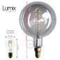 Ampoule géante Globe Smoky G200 à filament led double spirale 5 W-E27-220 Volts Ampoule géante Globe Smoky G200 à filament led double spirale 5 W-E27-220 Volts