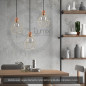 Suspension multiple 3 lampes avec cage diamant métal - Câble noir effet soie Suspension multiple 3 lampes avec cage diamant métal - Câble noir effet soie