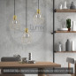Suspension multiple 3 lampes avec cage diamant métal - Câble noir effet soie Suspension multiple 3 lampes avec cage diamant métal - Câble noir effet soie