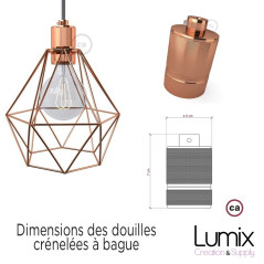 Suspension multiple 3 lampes avec cage diamant métal - Style Octopus3