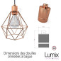 Suspension multiple 3 lampes avec cage diamant métal - Câble noir effet soie Suspension multiple 3 lampes avec cage diamant métal - Câble noir effet soie