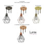 Suspension multiple 3 lampes avec cage diamant métal - Câble LIN gris