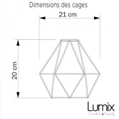 Suspension multiple 3 lampes avec cage diamant métal - Câble LIN gris