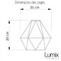 Suspension multiple 3 lampes avec cage diamant métal - Câble LIN gris