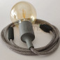 Lampe baladeuse à douille silicone grise et câble textile lin gris Lampe baladeuse à douille silicone grise et câble textile lin gris