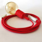 Lampe baladeuse à douille silicone rouge et câble textile rouge Lampe baladeuse à douille silicone rouge et câble textile rouge