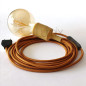 Lampe baladeuse à douille silicone noisette et câble textile whiskey