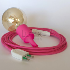 Lampe baladeuse à douille silicone noisette et câble textile whiskey