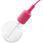 Lampe baladeuse à douille silicone fuschia et câble textile fuschia