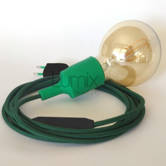 Lampe baladeuse à douille silicone rose et câble textile fuschia