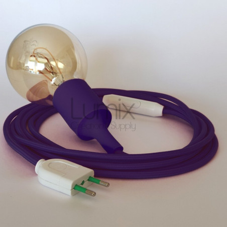 Lampe baladeuse à douille silicone verte et câble textile vert foncé