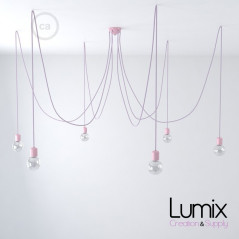 Suspension multiple OCTOPUS 6 Céramique Lilas - câble textile extra-souple LILAS