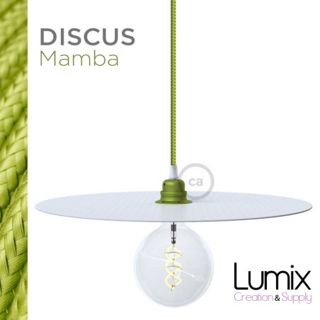 Suspension DISCUS Mamba disque métal peint blanc et verni