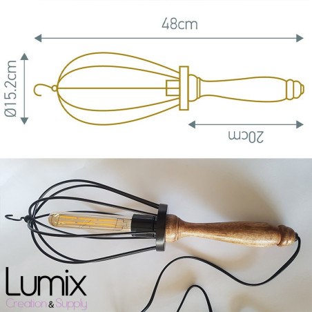 Lampe baladeuse manche bois douille E27