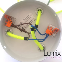 Suspension 3 lampes style moderne BLANC sur-mesure - câble textile au choix