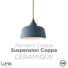 Suspension céramique forme cloche Bleu de Cobalt fait main