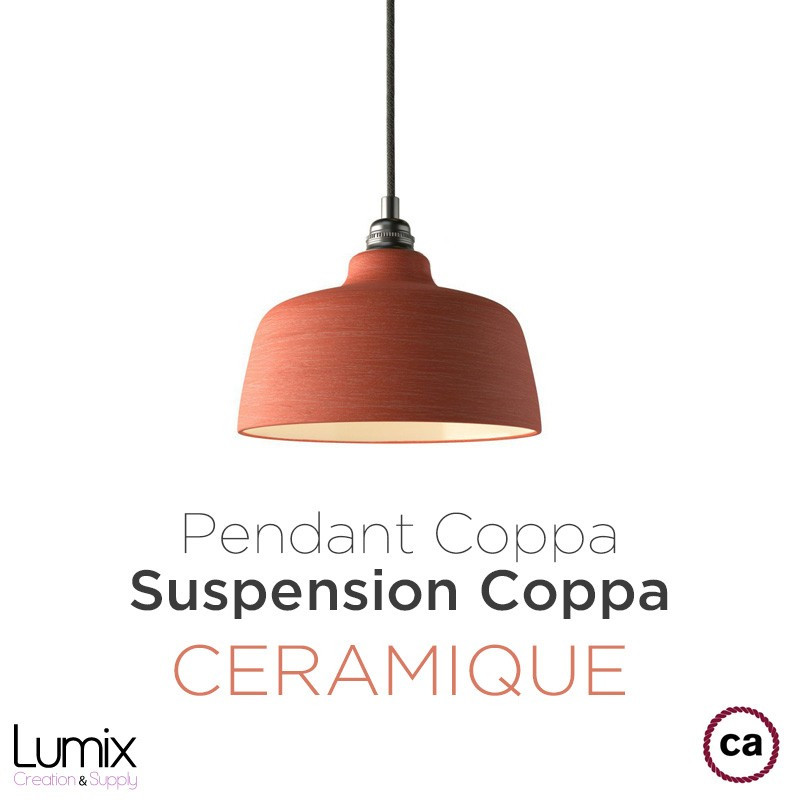 Suspension céramique COPPA forme cloche couleur Corail fait main