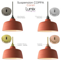 Suspension COPPA forme cloche en céramique couleur Corail fait main