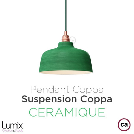 Suspension céramique COPPA forme cloche Vert feuille fait main