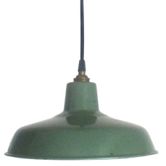 Suspension émaillée de couleur verte type industriel
