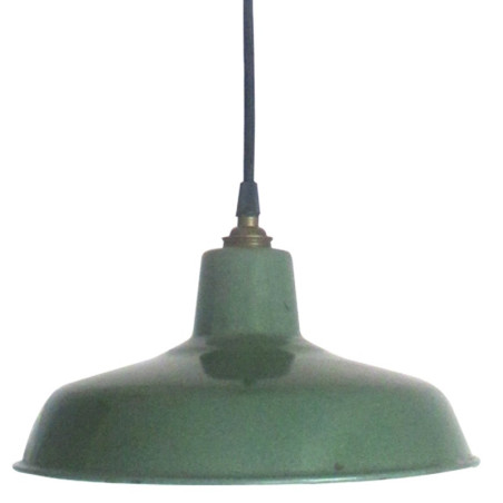 Suspension émaillée de couleur verte type industriel
