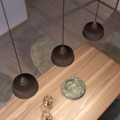 Suspension COPPA forme cloche en céramique couleur Corail fait main