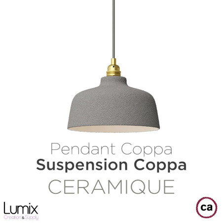 Suspension céramique COPPA forme cloche couleur effet ciment fait main