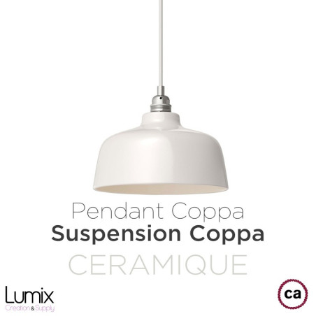 Suspension céramique blanche COPPA forme cloche fait main
