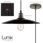 Suspension abat-jour plat céramique émail noir intérieur cuivre Suspension abat-jour plat céramique émail noir intérieur cuivre