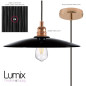Suspension abat-jour plat céramique émail noir intérieur cuivre Suspension abat-jour plat céramique émail noir intérieur cuivre