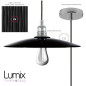 Suspension abat-jour plat céramique émail noir intérieur cuivre Suspension abat-jour plat céramique émail noir intérieur cuivre