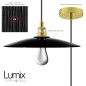 Suspension abat-jour plat céramique émail noir intérieur cuivre Suspension abat-jour plat céramique émail noir intérieur cuivre