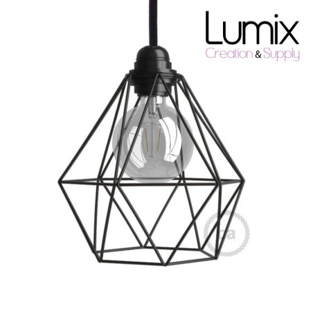Abat-jour cage métal style diamant métal noir