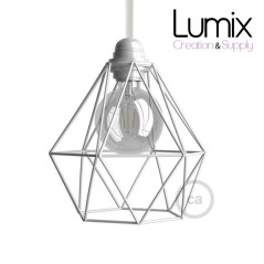 Abat-jour cage métal style diamant métal blanc