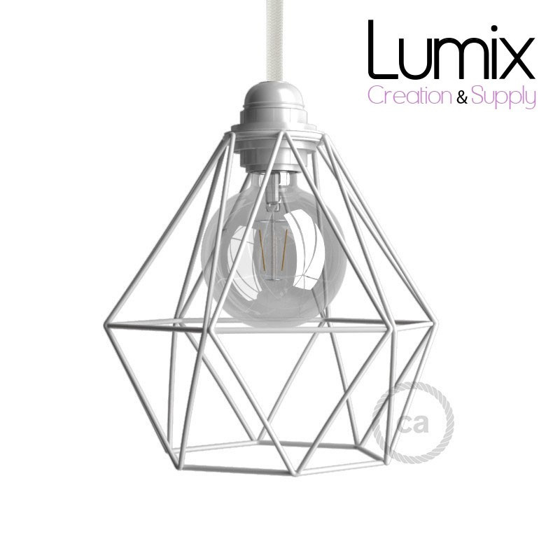 Abat-jour cage métal style diamant métal blanc Abat-jour cage métal style diamant métal blanc