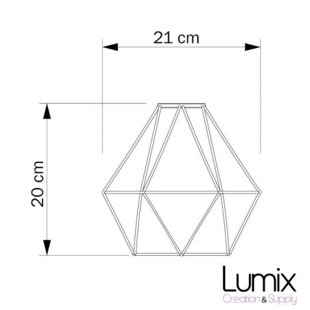 Abat-jour cage métal style diamant métal rouge