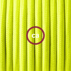 Lampe baladeuse E27 câble textile JAUNE FLUO, douille thermoplastique avec interrupteur intégré