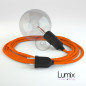 Lampe baladeuse câble textile ORANGE, douille thermoplastique avec interrupteur intégré Lampe baladeuse câble textile ORANGE, douille thermoplastique avec interrupteur intégré