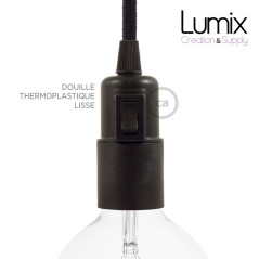 Lampe baladeuse E27 câble textile VERT FONCÉ, douille thermoplastique avec interrupteur intégré