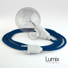 Lampe baladeuse câble textile BLEU, douille thermoplastique avec interrupteur intégré