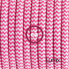 Lampe baladeuse E27 câble textile ZIG ZAG FUSCHIA, douille thermoplastique avec interrupteur intégré