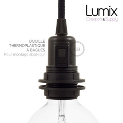 Lampe baladeuse E27 câble textile lin neutre naturel, douille thermoplastique avec interrupteur intégré