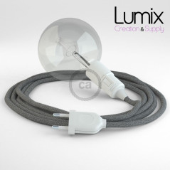 Lampe baladeuse câble textile LIN GRIS, douille thermoplastique avec interrupteur intégré