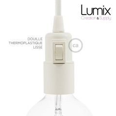 Lampe baladeuse E27 câble textile LIN ANTHRACITE, douille thermoplastique avec interrupteur intégré