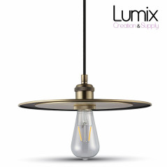 Suspension double disque métal diamètre 30 cm couleur bronze doré antique