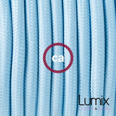 Lampe baladeuse E27 câble textile BLEU AZUR, douille thermoplastique avec interrupteur intégré