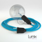 Lampe baladeuse câble textile BLEU TURQUOISE, douille thermoplastique avec interrupteur intégré Lampe baladeuse câble textile BLEU TURQUOISE, douille thermoplastique avec interrupteur intégré
